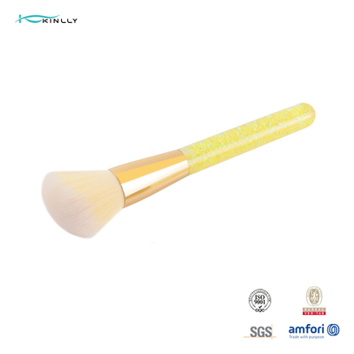 Spazzole cosmetiche della polvere di trucco di spazzola dei capelli sintetici di plastica gialli sciolti ad alta densità del manico