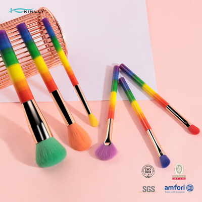L'arcobaleno sintetico dei capelli del set di pennelli variopinto di trucco di 6 pc compone il set di pennelli