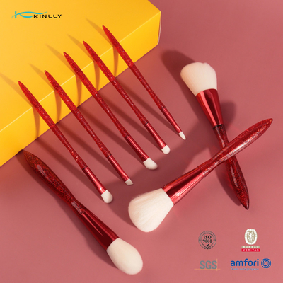 Set di pennelli cosmetico della maniglia di trucco della spazzola del puntale di alluminio professionale di plastica rosso dei corredi