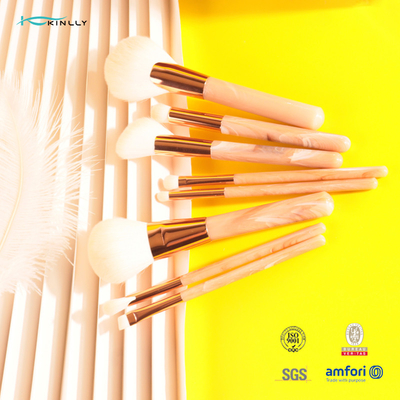 Set di pennelli di plastica su misura all'ingrosso di trucco del manico del fondamento dell'OEM di spazzola professionale della polvere 8PCS