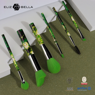 Full Rolling Printing Set di pennelli per trucco da 6 pezzi Pennello cosmetico per capelli sintetici verdi