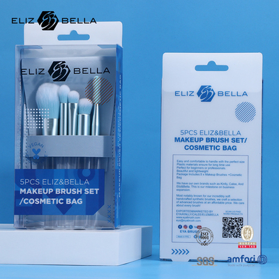 5 pcs Mini spazzole di trucco con sacchetto in PVC 100% di pelo di nylon e ferrule in alluminio