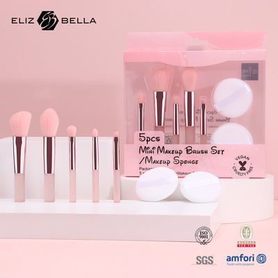 Capelli sintetici spazzole per il trucco rosa spazzole per il trucco da viaggio kit di spazzole con scatola di imballaggio in PVC trasparente