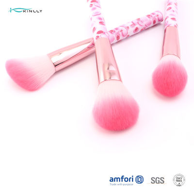 Set di pennelli cosmetico 6pcs di viaggio di plastica di nylon rosa dei capelli con il puntale di alluminio