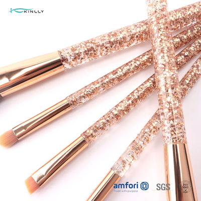 Il regalo di Rose Gold Ferrule Makeup Brush di scintillio ha messo 5pcs per l'ombretto dell'eye-liner