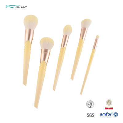 Il trucco di plastica di 9 PCS spazzola i capelli gialli che mescolano il set di pennelli cosmetico