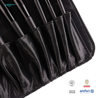 Puntale nero dei capelli sintetici della capra set di pennelli di trucco di 7 pezzi con la borsa cosmetica