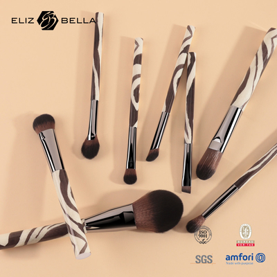 Il trucco delle donne 8PCS spazzola la maniglia di plastica di stampa piena 100% del set di pennelli cosmetico dei capelli di Syntheitc del puntale della pistola