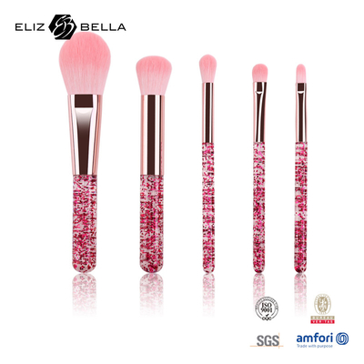 5 pezzi spazzola per il trucco di bellezza Ferrule di alluminio spazzole cosmetiche Manicotto in plastica trasparente