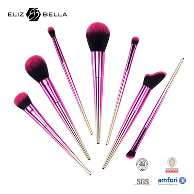 Set di spazzole per trucco per 7 pcs capelli sintetici con maniglia di plastica OEM ODM personalizzato