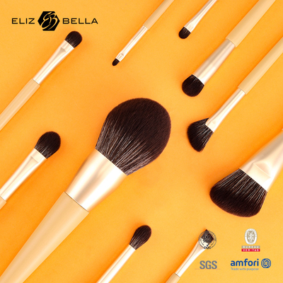 11 Pieces Wooden Handle Beauty Makeup Brush Set Ferrule di alluminio Spazzole cosmetiche,Sintetico Spazzola per capelli Set