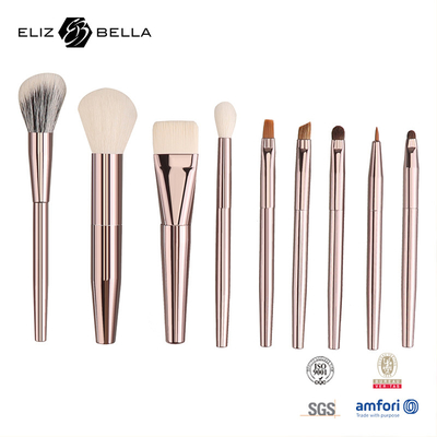 Spazzole per trucco essenziali Set con maniglia personalizzata Capelli sintetici Ordini OEM benvenuti