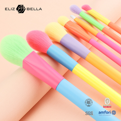 12 pcs spazzole da trucco con manico di legno colorato e ferrule LOGO personalizzato accettato