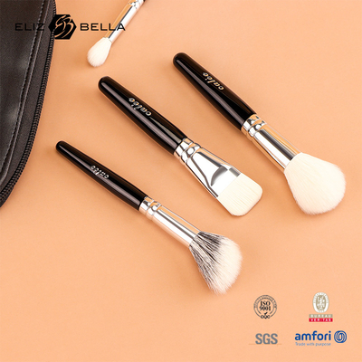 Personalizzare 9 pcs Travel Pro spazzole da trucco con maniglia di legno nero e ferrule in alluminio