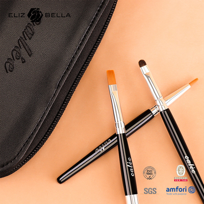 Personalizzare 9 pcs Travel Pro spazzole da trucco con maniglia di legno nero e ferrule in alluminio