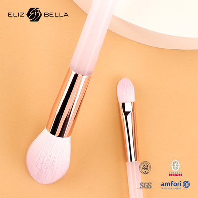 5pcs spazzola per trucco a manica di plastica rosa, set di spazzole per capelli sintetici, polvere, blendiang per occhi, spazzola per ombre per occhi