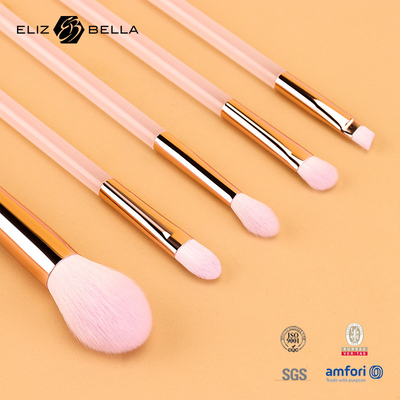 5pcs spazzola per trucco a manica di plastica rosa, set di spazzole per capelli sintetici, polvere, blendiang per occhi, spazzola per ombre per occhi
