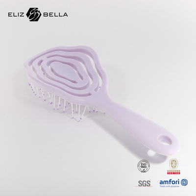 Logo personalizzato Ventilazione curva bagnata e asciutta Massaggio capelli spazzola quadrata Paddle Detangle spazzola per capelli ricci