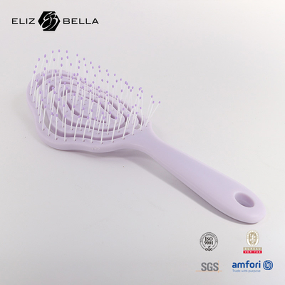 Logo personalizzato Ventilazione curva bagnata e asciutta Massaggio capelli spazzola quadrata Paddle Detangle spazzola per capelli ricci