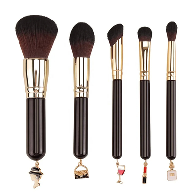 Set di spazzole per il trucco cosmetico personalizzato, rosso angolare, spazzola piatta, spazzola smudge, stile spazzola ventilatore