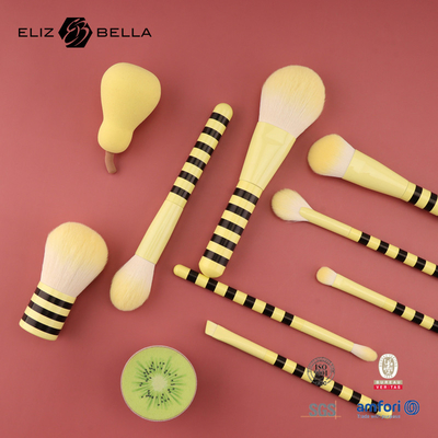 Pinselli per il trucco di lusso con capelli sintetici e maniglia di legno per salone/casa/regalo