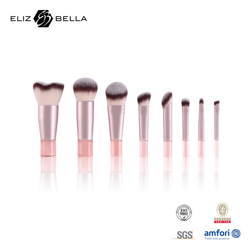 Il regalo su ordinazione 8PCS compone il set di pennelli con la maniglia di plastica del puntale di alluminio sintetico dei capelli