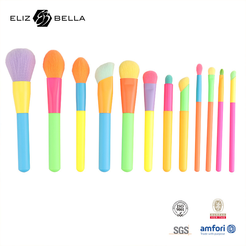 12pcs Professional Multi-Color Makeup Brush Set Per Fondamento Polvere Rosso Eyeshadow,Colorful Cosmetic Brush