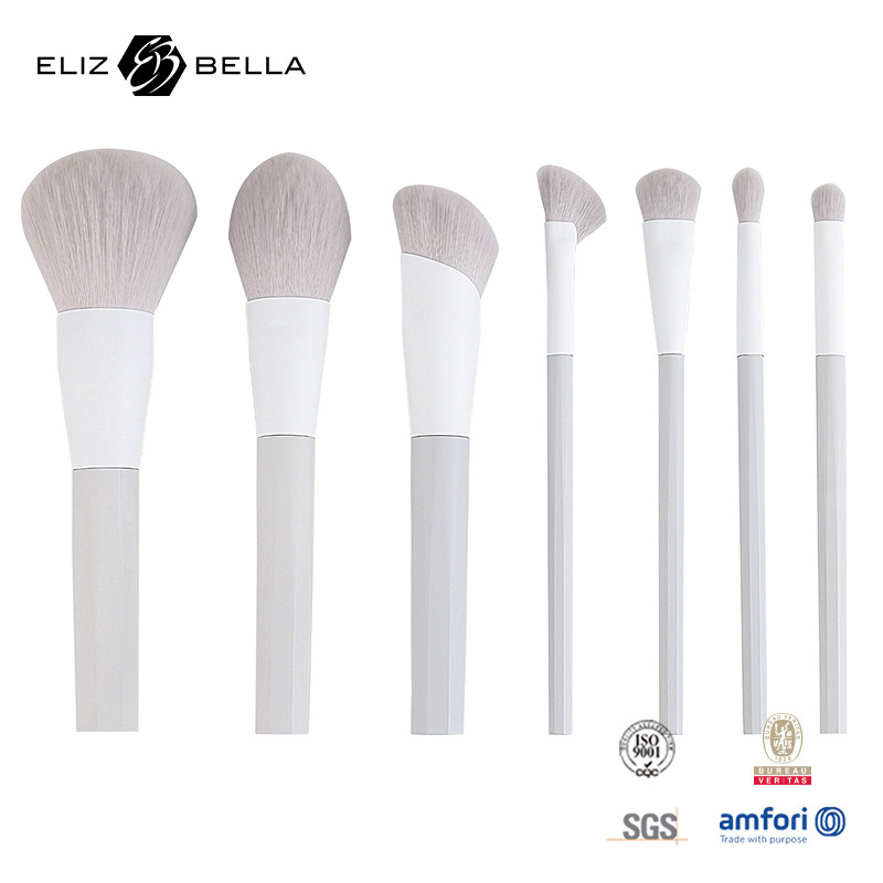 7 pcs spazzole di trucco con capelli sintetici e manico di plastica ferrule di alluminio, ordini OEM benvenuti