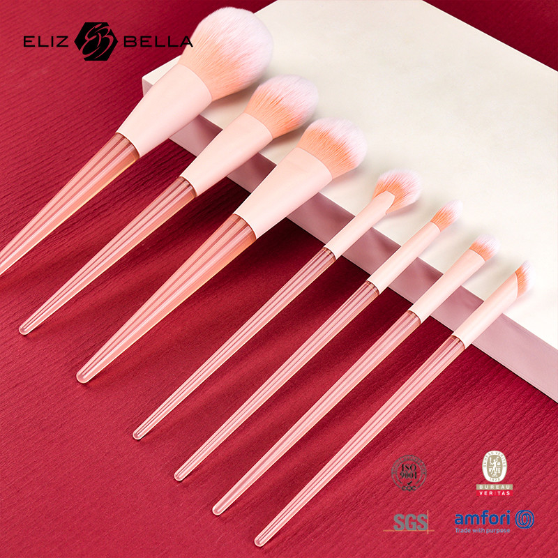 10pcs Pink Plastic Handle Travel Makeup Brush Set Con Capelli Sintetici, Beauty Need Makeup Tools Polvere, Blush, Ombra degli occhi