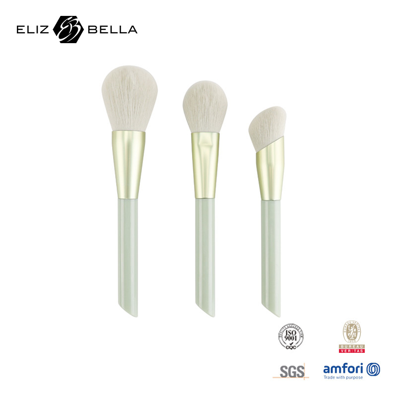 3pcs Pulsera di trucco personalizzata per polvere, blush, spazzola di contorno, maniglia di plastica e ferrule in alluminio