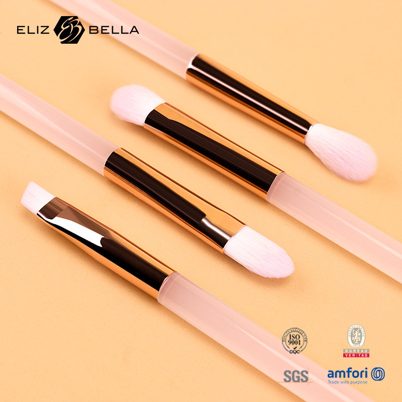 5pcs spazzola per trucco a manica di plastica rosa, set di spazzole per capelli sintetici, polvere, blendiang per occhi, spazzola per ombre per occhi