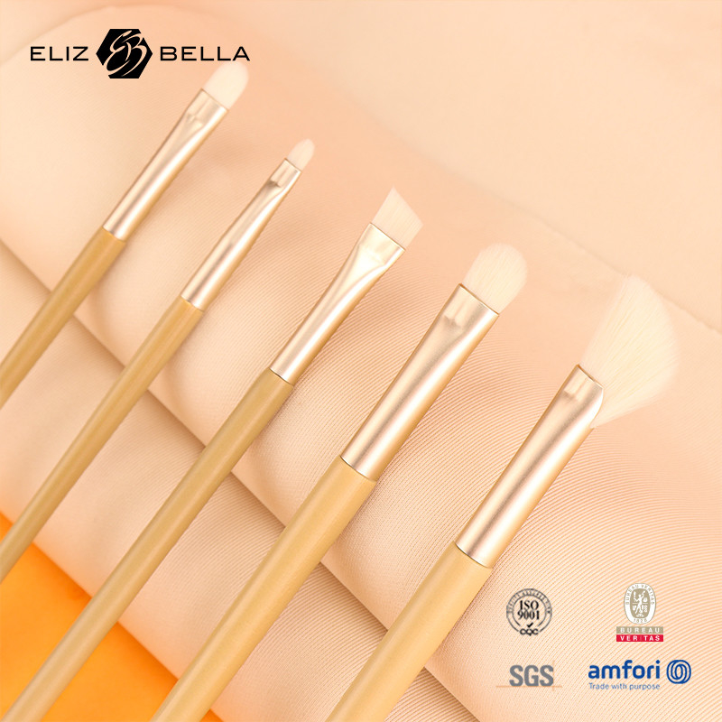 11 Pieces Nice Wooden Handle Beauty Makeup Brush Tools, Aluminium Ferrule Cosmetic Brushes, Kit di spazzole per capelli sintetici