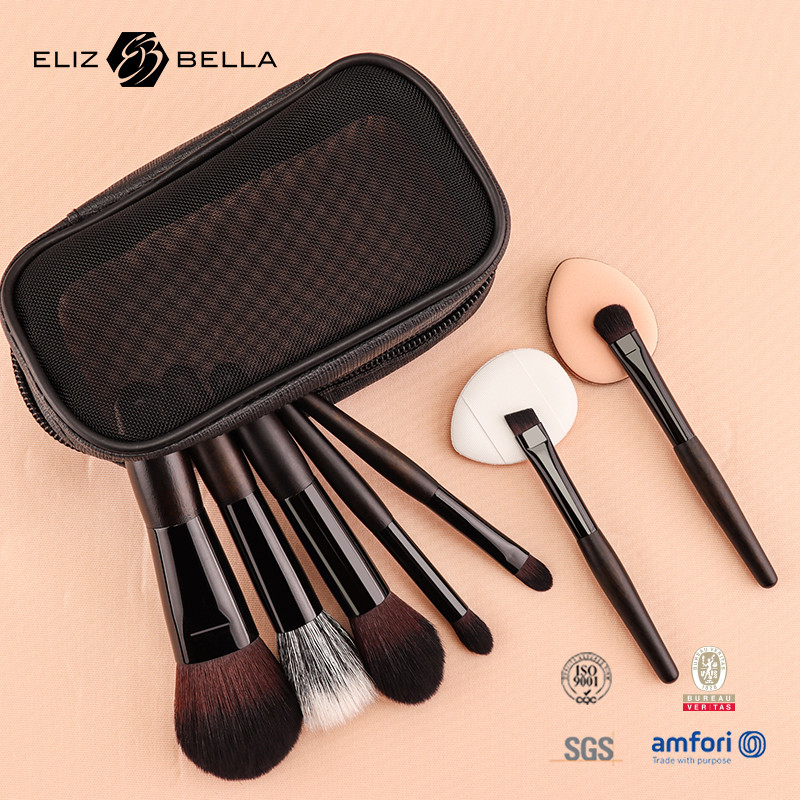 Kit di spazzole per il trucco di moda l'aggiunta perfetta alla tua collezione, piccolo set di spazzole con borsa cosmetica a cerniera