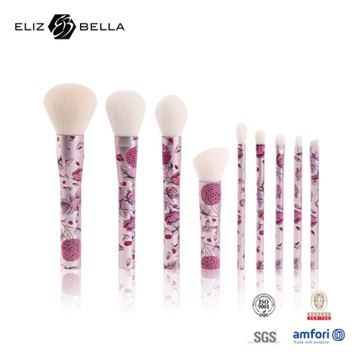 maniglia di stampa di rotolamento piena del metallo del set di pennelli cosmetico sintetico dei capelli di bellezza 9pcs