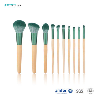 Il cosmetico foggia il set di pennelli sintetico di trucco 10pcs con la maniglia di legno
