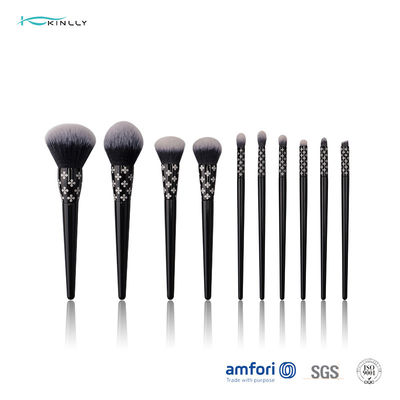 Set di pennelli cosmetico 10pcs di trucco della maniglia di legno con il laser Logo On Ferrule